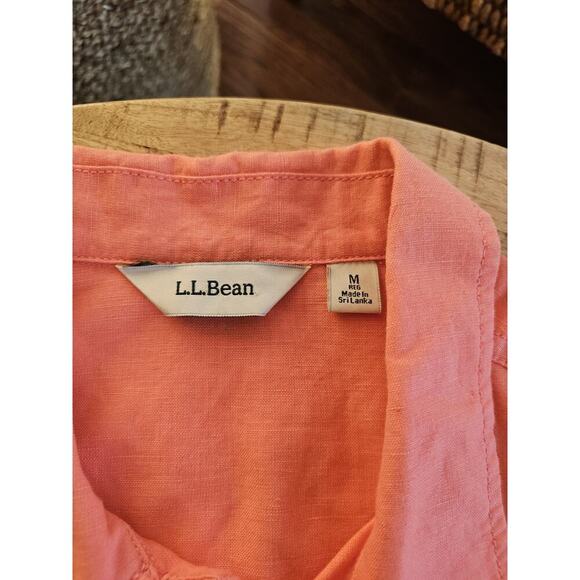 L.L Bean Linen Blend Blazer Jacket Women's Size 10 Coral Salmon Nautical Preppy - Picture 4 of 8